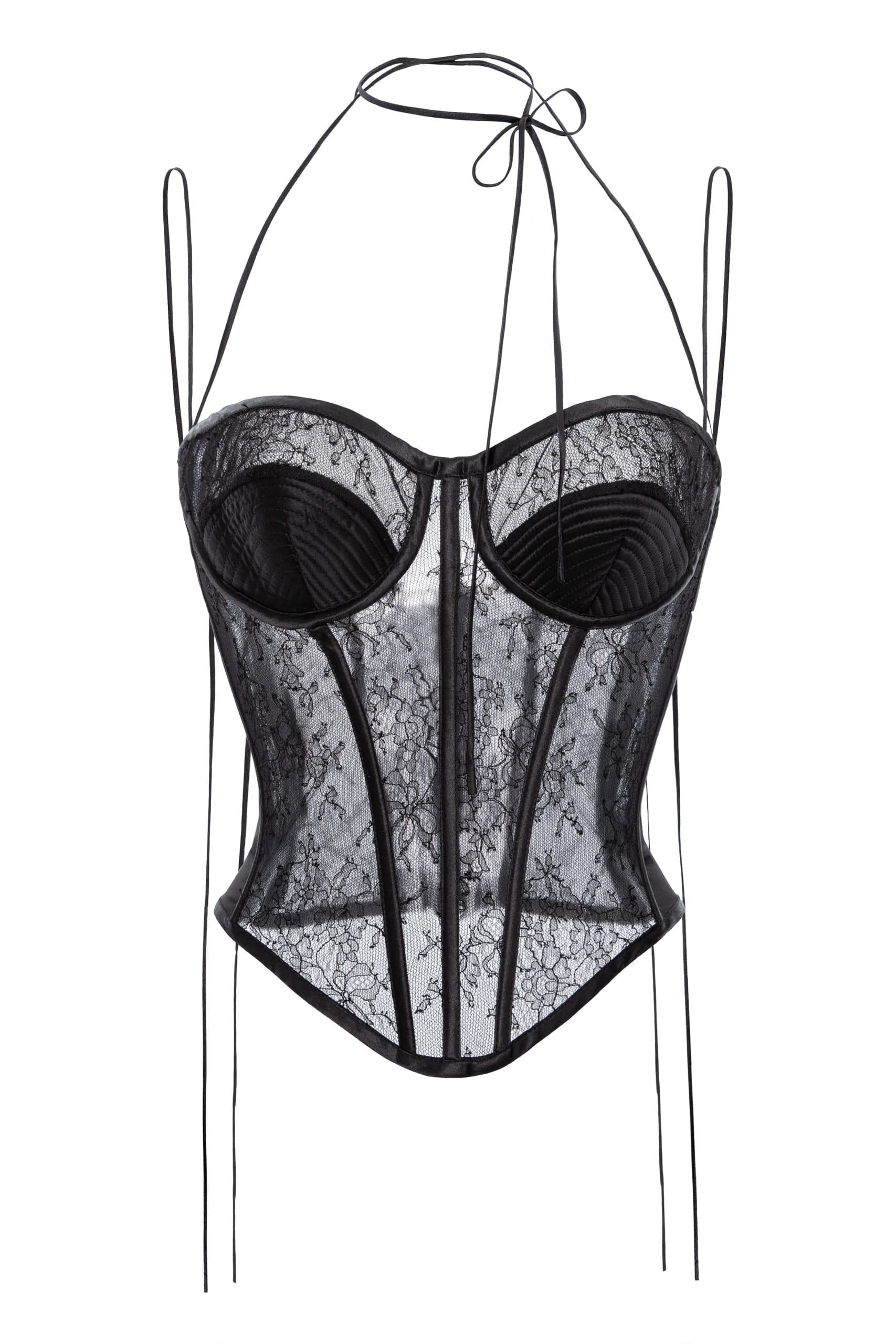 Lacey Venus Chantilly Lace Satin Bustier, frame 1