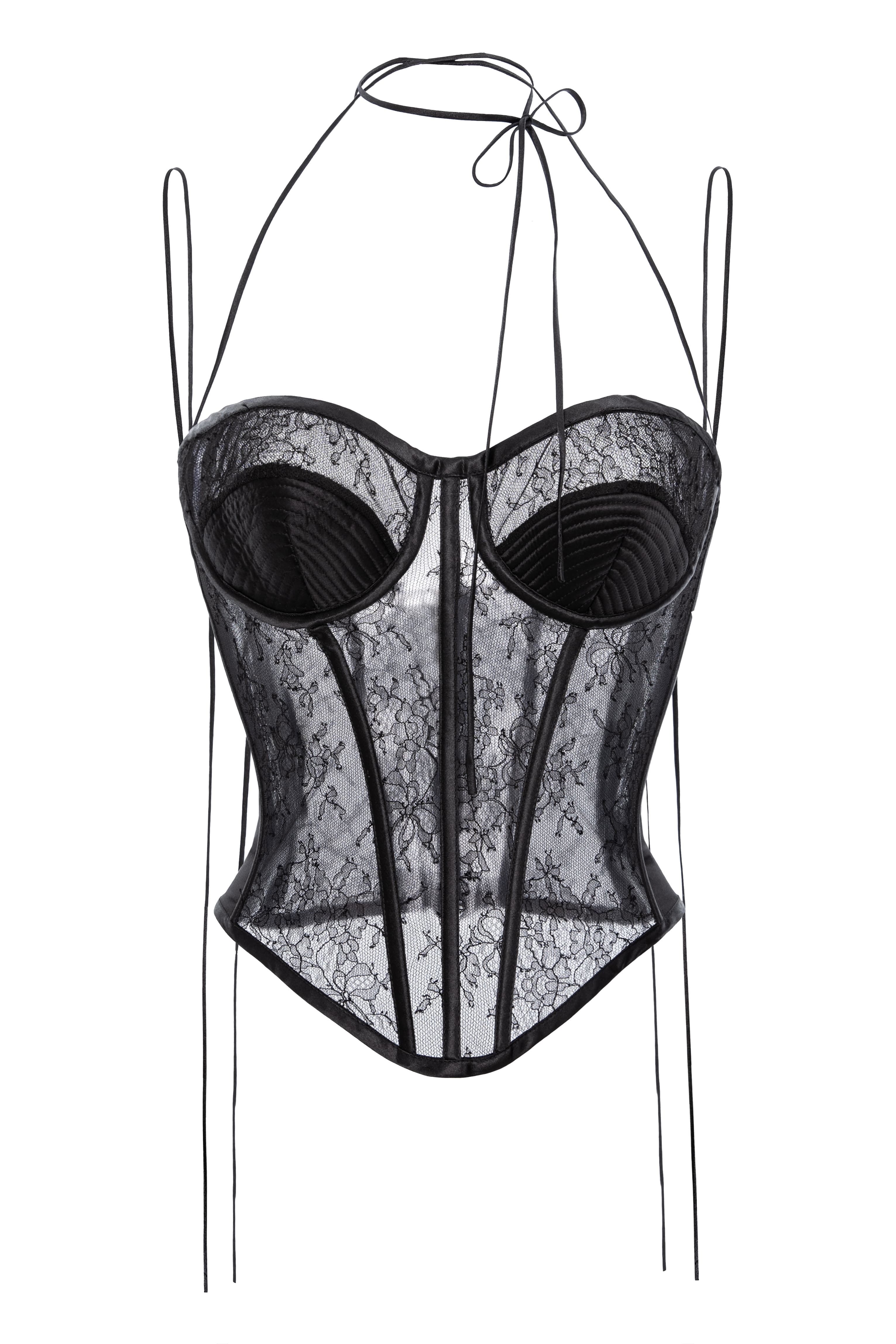 Lacey Venus Chantilly Lace Satin Bustier