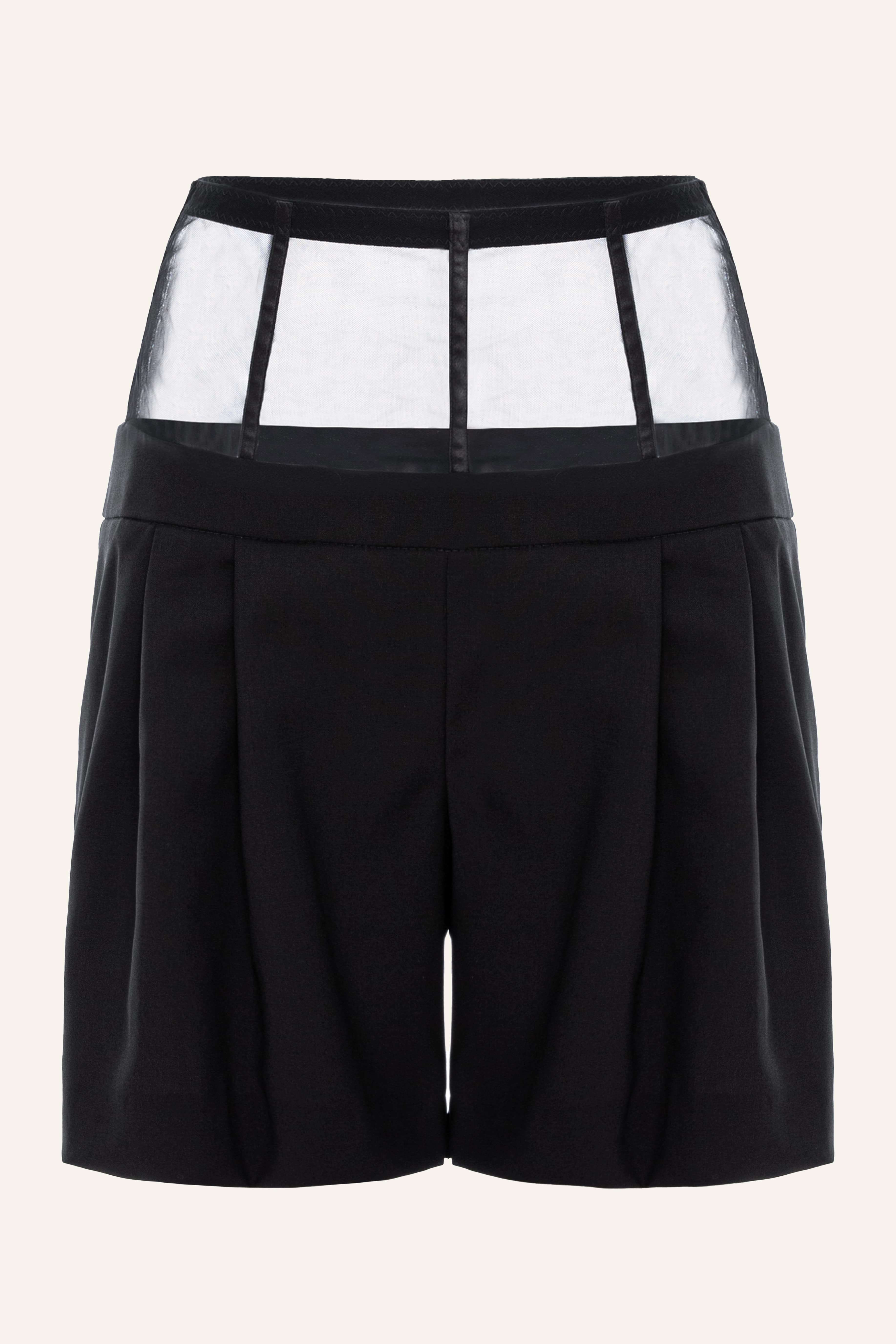 Mesh and Wool Short Pants