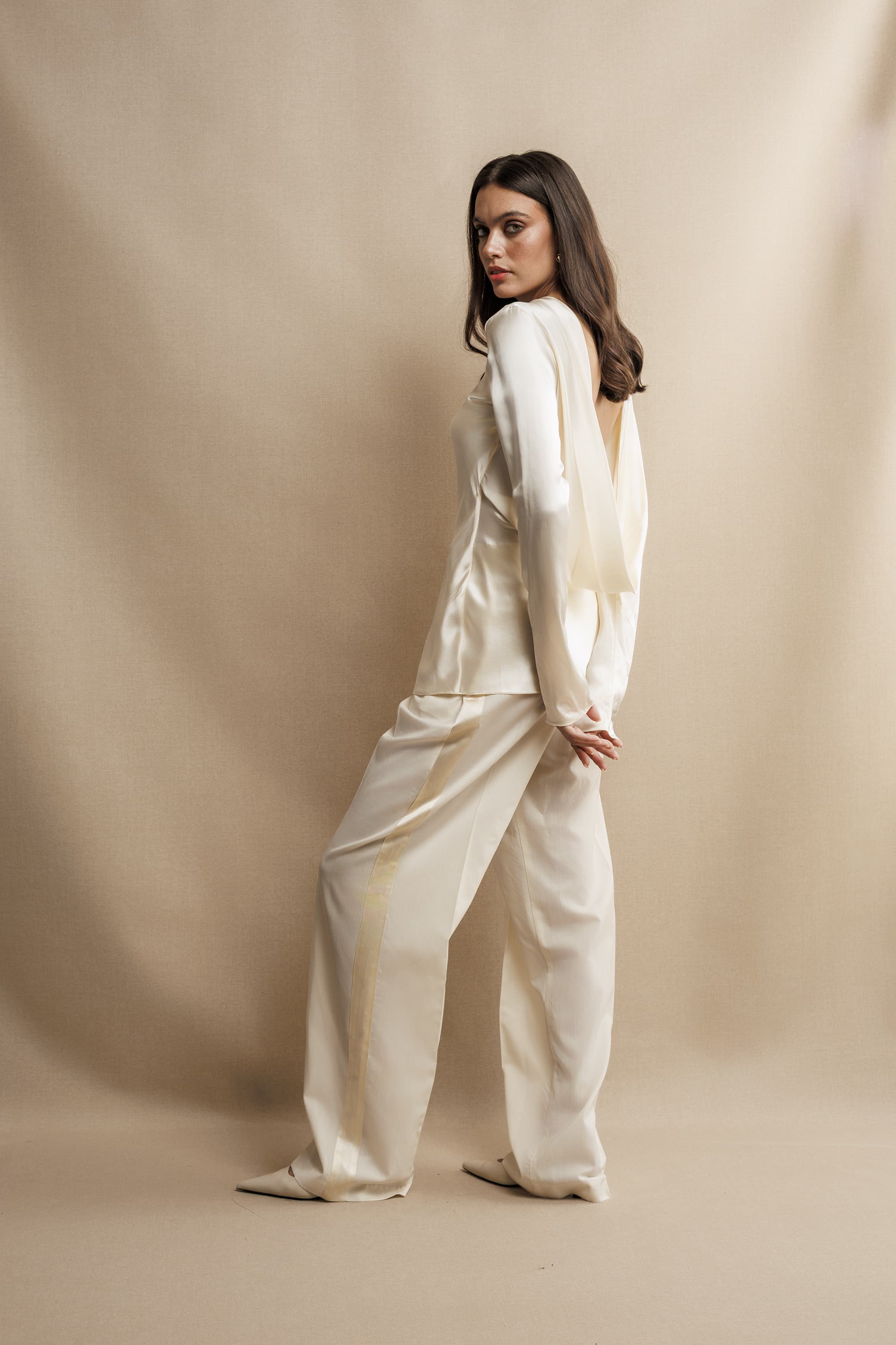 Silk Satin Open Back Top